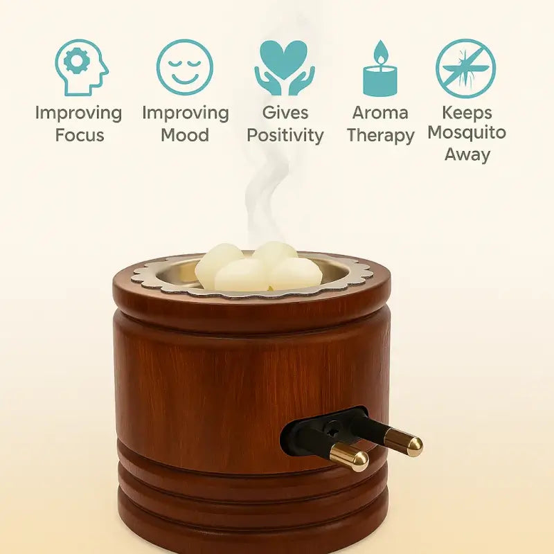 DIVYA SUGANDH Kapoor dani Electric Kapoor Kapur dani Camphor dani Kapoor Burner for Home Fragrance Room Freshener/Kapur Burner/Kapoor Dispenser/Camphor Holder for Pooja, Meditation Sheesham Wood