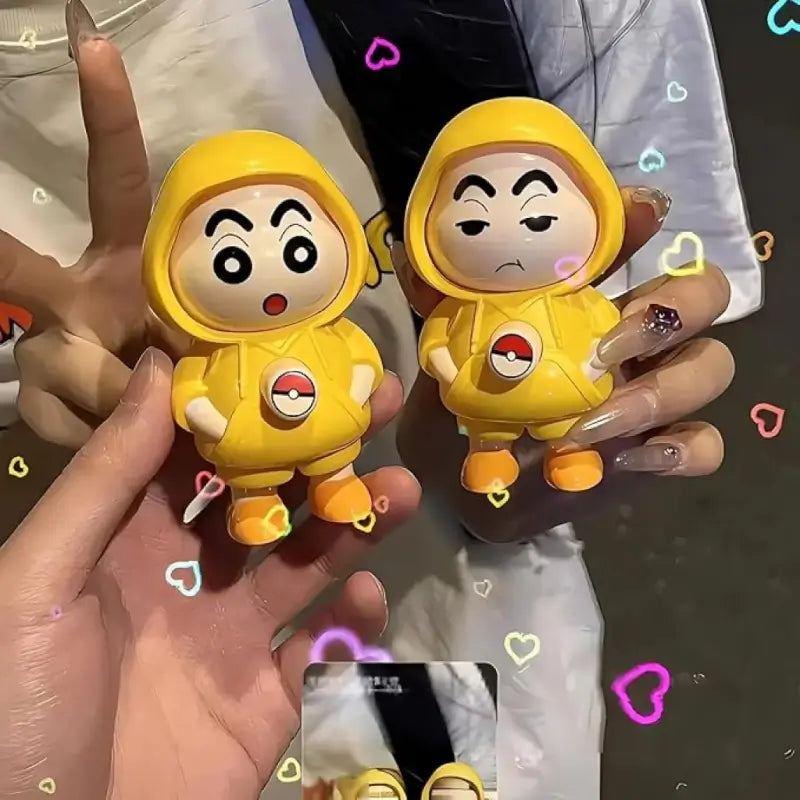 Shinchan 3D Face Changing Cartoon Keychain with 3 Expressions ABS Action Figure Key Ring for Keys Bags Backpack (Yellow)