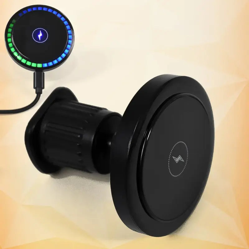 Magnetic Wireless Car Charger with Music Reactive Lights | 360° Rotating Air Vent Phone Mount for iPhone (1 Set)