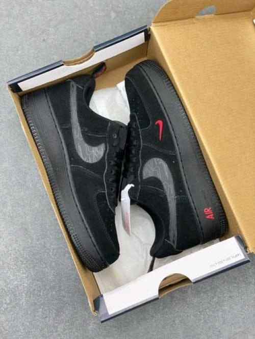 Nikee Airforce 1 Low Multi Swoosh Black Crimson 1208  Men’s Shoe