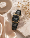 Casio Womens Vintage LA670 Black-Gold-Black Ladies Watch
