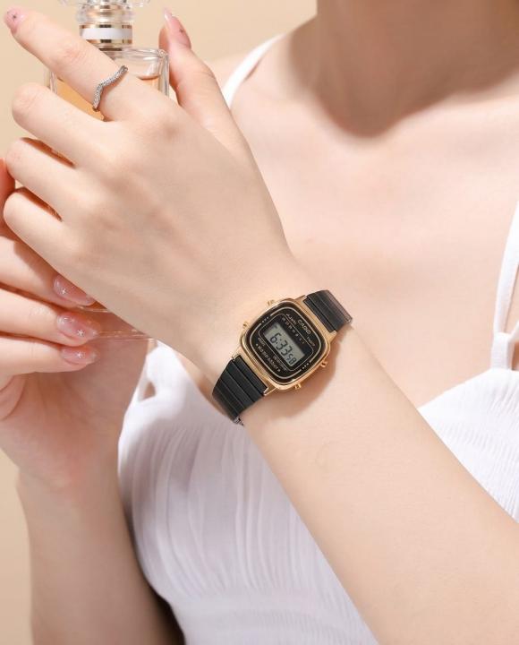 Casio Womens Vintage LA670 Black-Gold-Black Ladies Watch