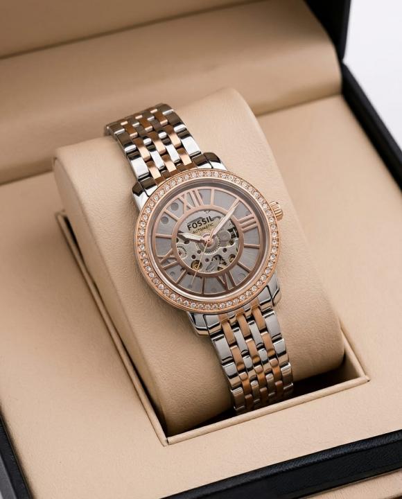 Fossii_l Delphi Automatic 2 ton pink  Ladies Watch