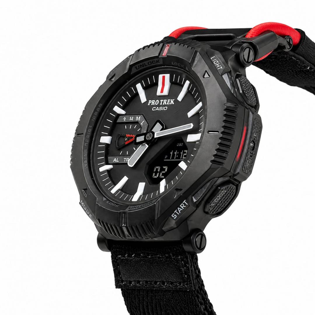 Casio Pro Trek PRJ-B001B-2 black white Red