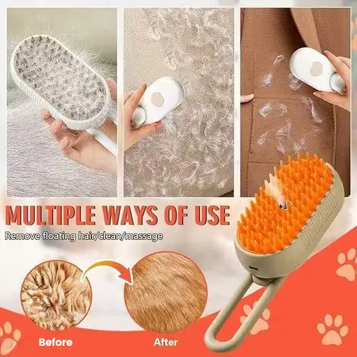 3-in-1 Pet Steam Brush for Dogs and Cats