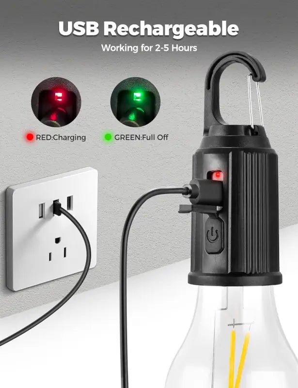 Rechargeable Camping Lights, Waterproof LED Tent Lights with USB Cable, 3 Modes Hanging Camping Lantern, Hanging Lamp for Hiking, Emergency, Camping, Household, Car Repairing(1PCS)