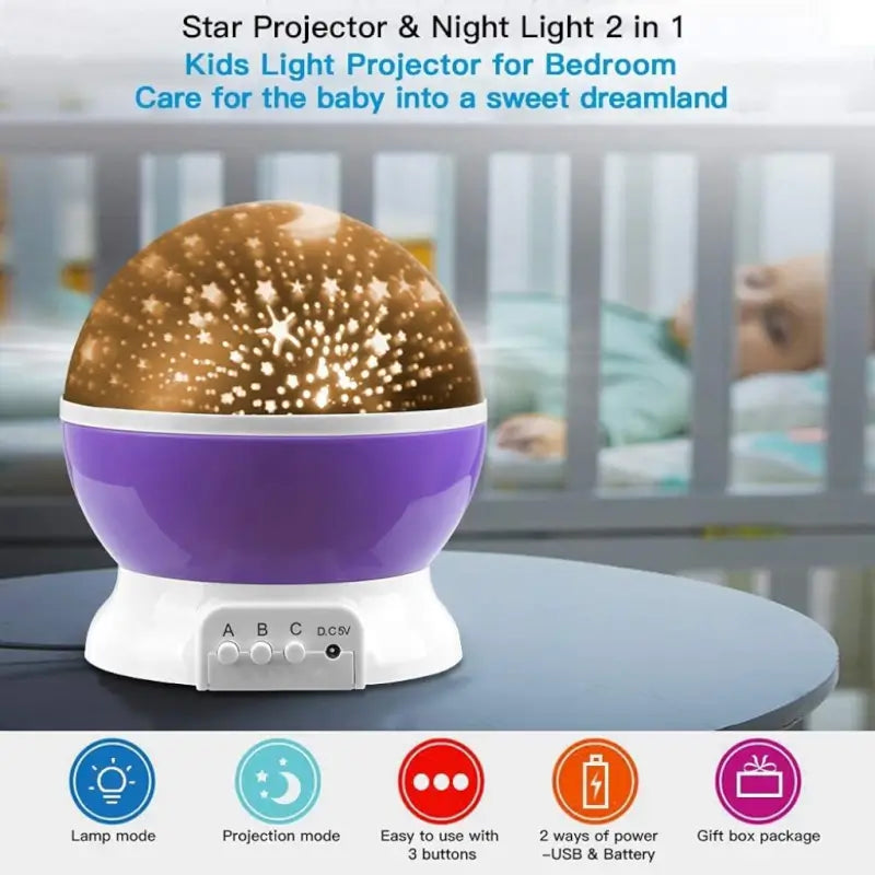 Star Master Moon & Galaxy Projector Night Lamp with Rotating LED Lights