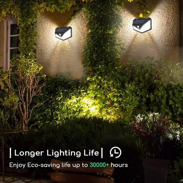 Outdoor Solar Lamp 100 LED PIR Motion Sensor Wall Light Waterproof, Solar Powered