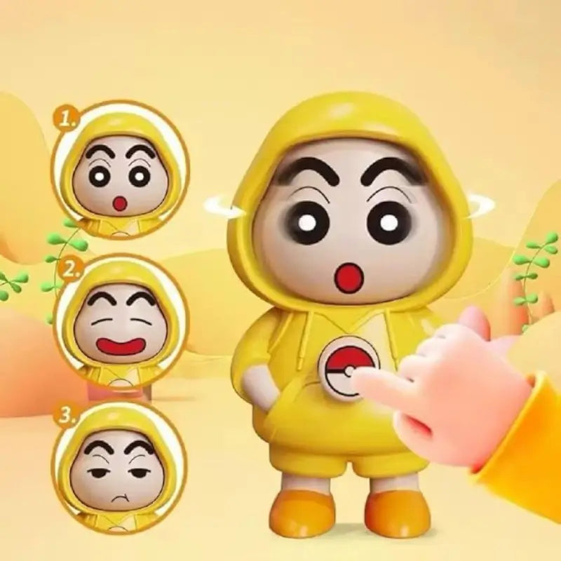 Shinchan 3D Face Changing Cartoon Keychain with 3 Expressions ABS Action Figure Key Ring for Keys Bags Backpack (Yellow)