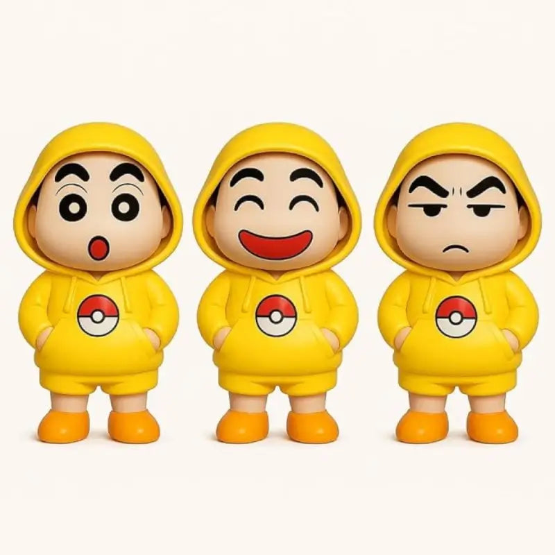 Shinchan 3D Face Changing Cartoon Keychain with 3 Expressions ABS Action Figure Key Ring for Keys Bags Backpack (Yellow)