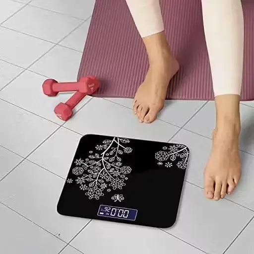 Digital Tempered Glass Weighing Scale – Flower Design LCD