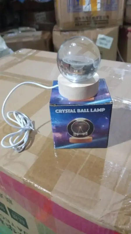 3D Crystal Planet Ball LED Night Lamp with Wooden Base – USB Decorative Bedside Lamp for Home, Office & Gift