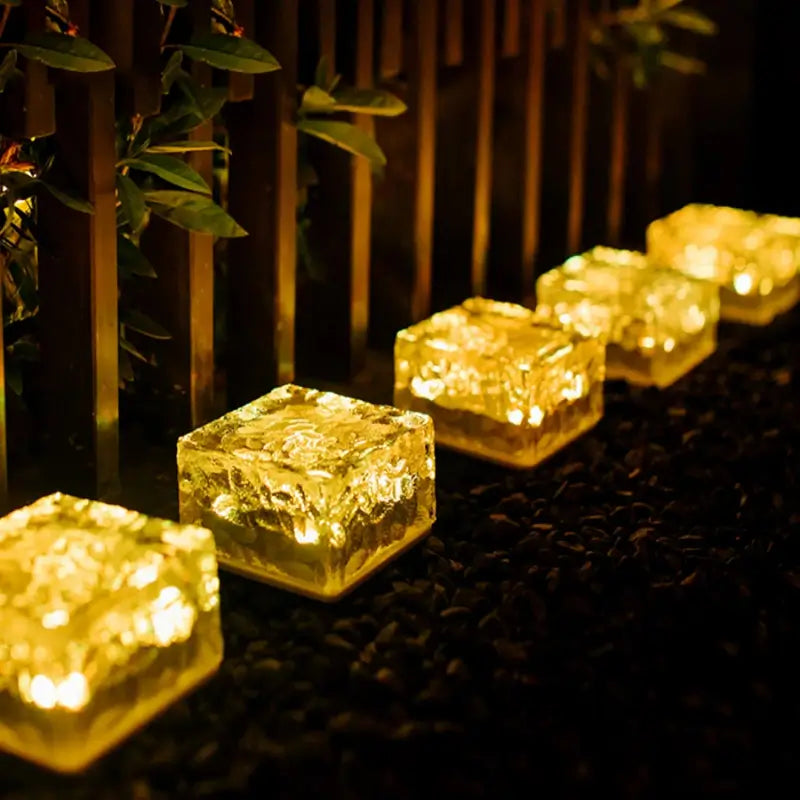 Solar Ice Cube LED Garden Lights Waterproof Outdoor Pathway Decor