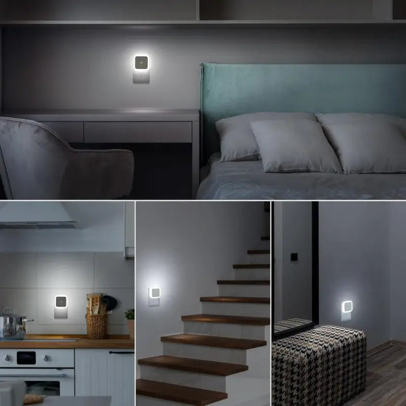 Smart LED Night Lamp Sensor Light Automatic On Off Plug in Night Light for Bedroom Hallway Stairs Kitchen Bathroom (Multicolor)