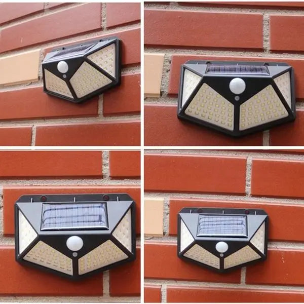 Outdoor Solar Lamp 100 LED PIR Motion Sensor Wall Light Waterproof, Solar Powered