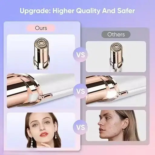 Facial Hair Removal for Women | Painless Waterproof Shaver with LED Light | Cordless USB Rechargeable