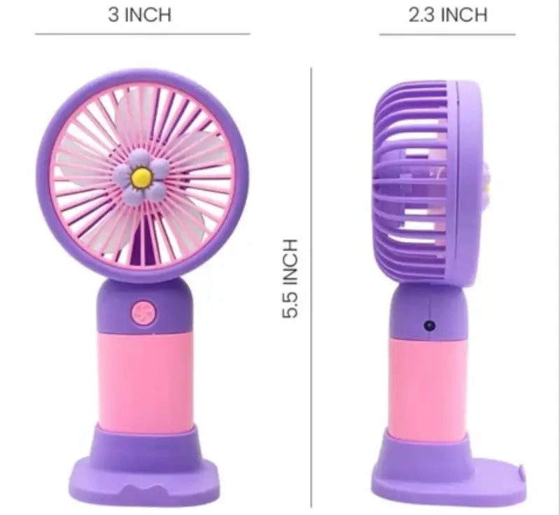 Cute Mini Hand Fan With Phone Holder,Summer Outdoor Cooler, USB Rechargeable Portable Handheld Fan