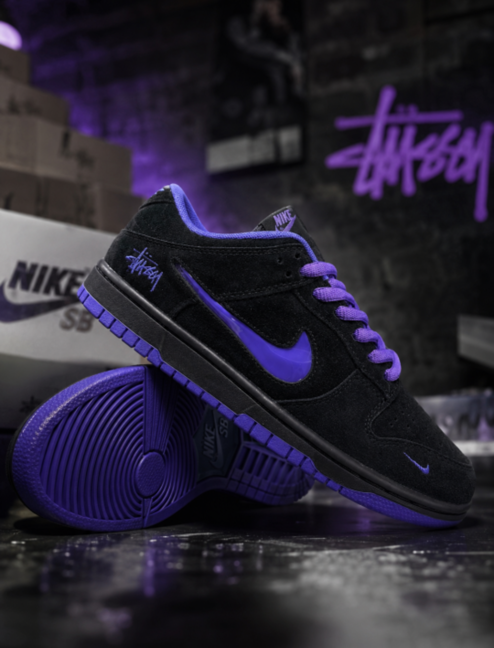 Nikke Sb Dunk Low X Stussy Purple 509 Men’s Shoe