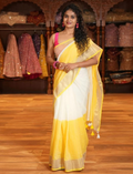 Khadi by Cotton Zari Border Beautiful Half Half &nbsp;Saree