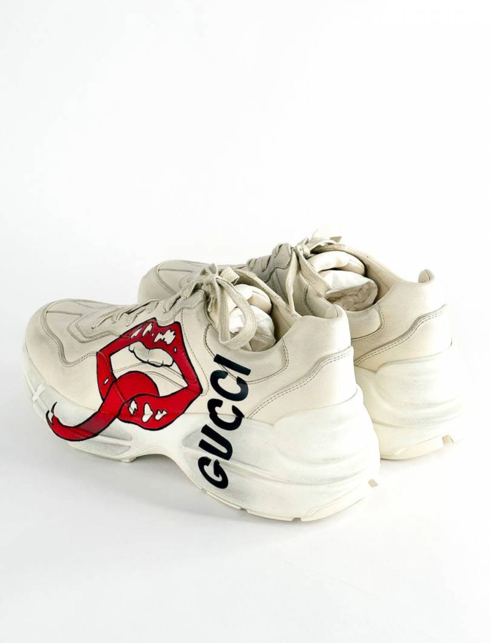 Gucc.i Rhyton Leather Sneakers with Lip Print