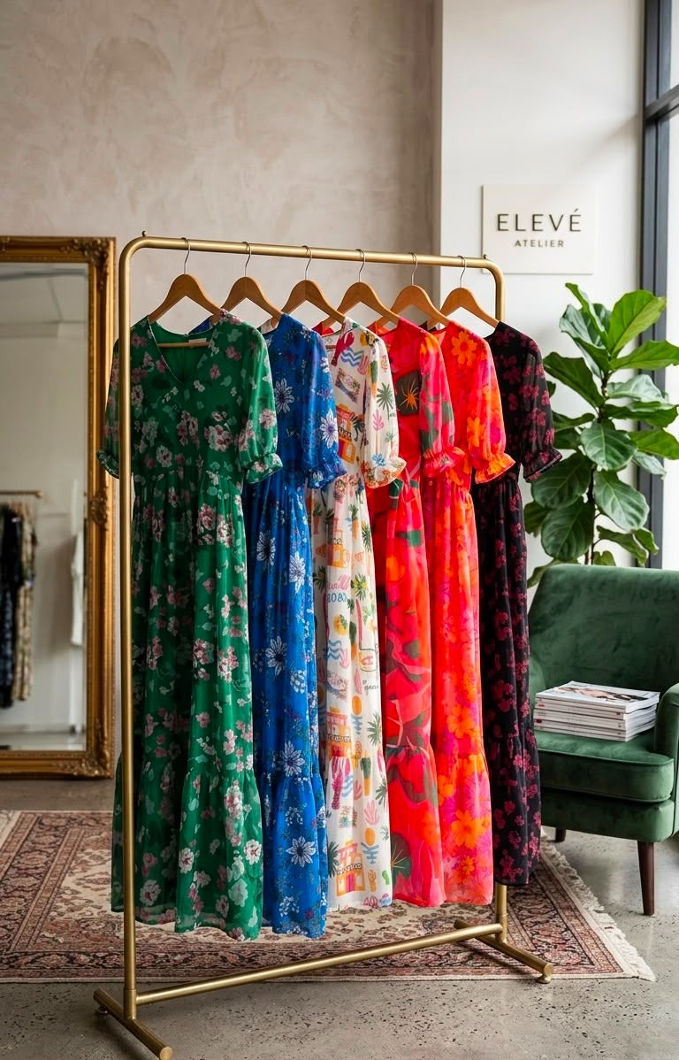 Full Flair Long Printed Maxi with Fancy Sleeves Pattern For Vacation,Casual outing