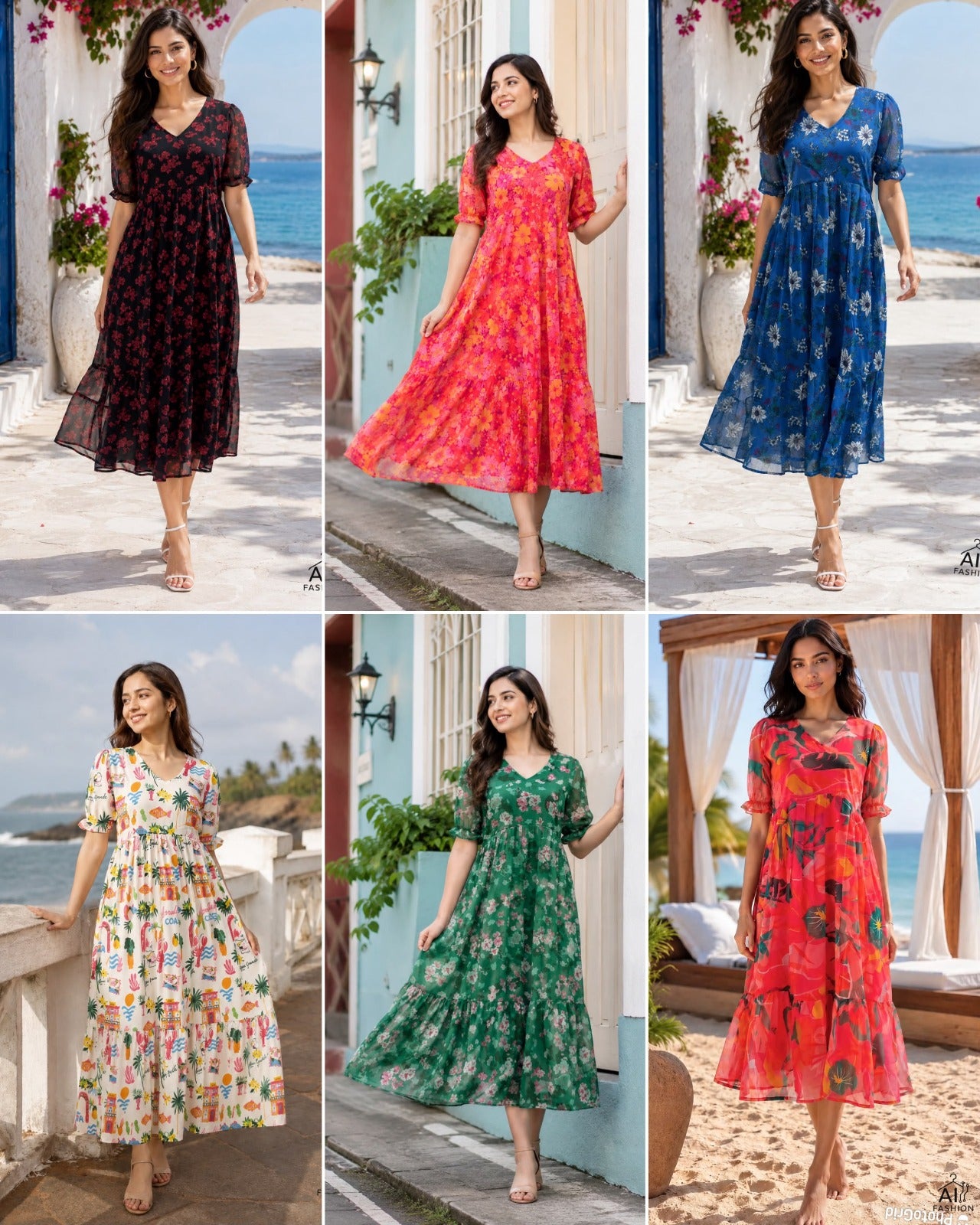 Full Flair Long Printed Maxi with Fancy Sleeves Pattern For Vacation,Casual outing
