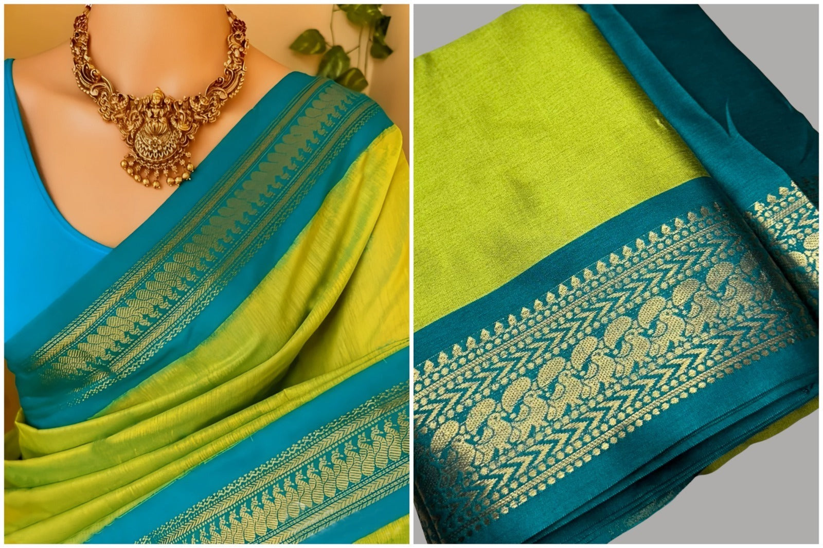 PURE AURA SILK WITH PEACOCK WEAVING DESIGNS  SAREE