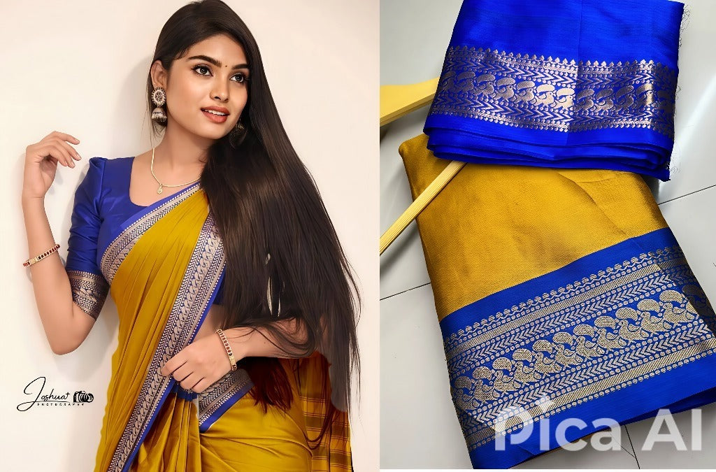 PURE AURA SILK WITH PEACOCK WEAVING DESIGNS  SAREE