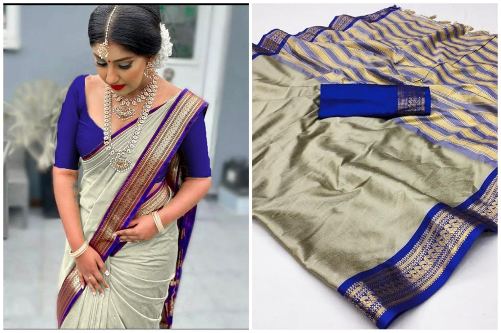 PURE AURA SILK WITH PEACOCK WEAVING DESIGNS  SAREE