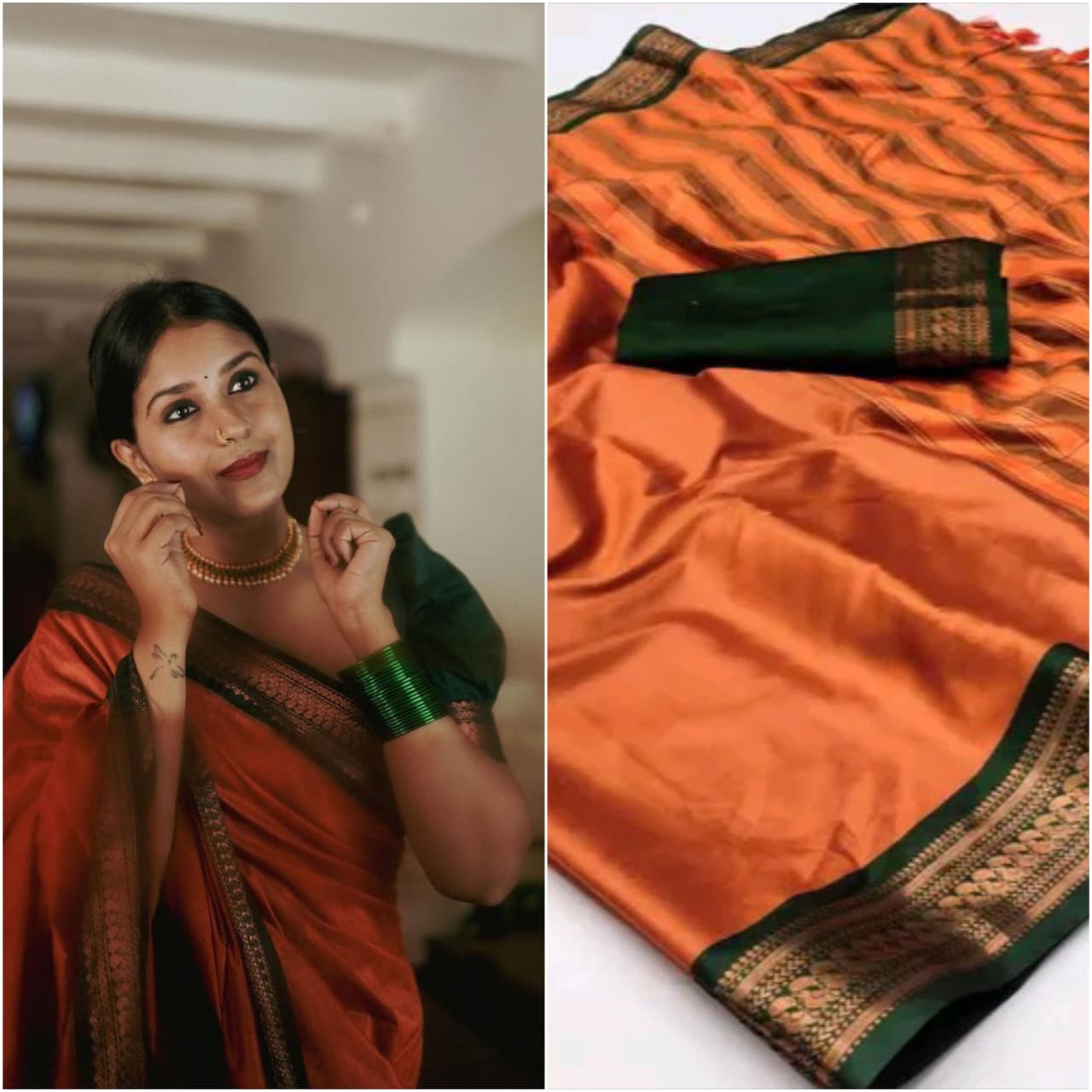 PURE AURA SILK WITH PEACOCK WEAVING DESIGNS  SAREE