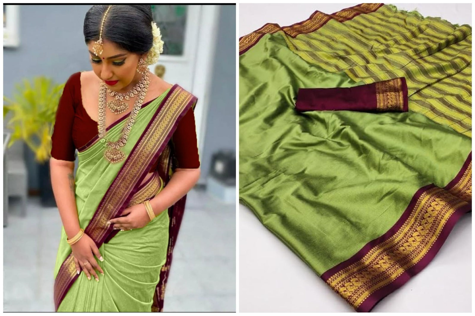 PURE AURA SILK WITH PEACOCK WEAVING DESIGNS  SAREE