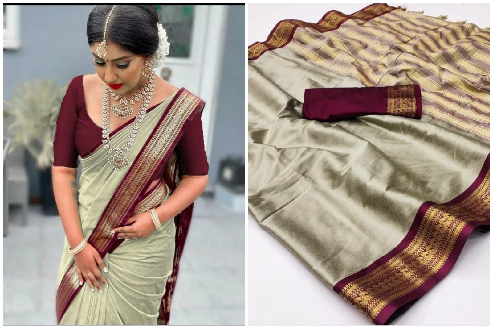 PURE AURA SILK WITH PEACOCK WEAVING DESIGNS  SAREE