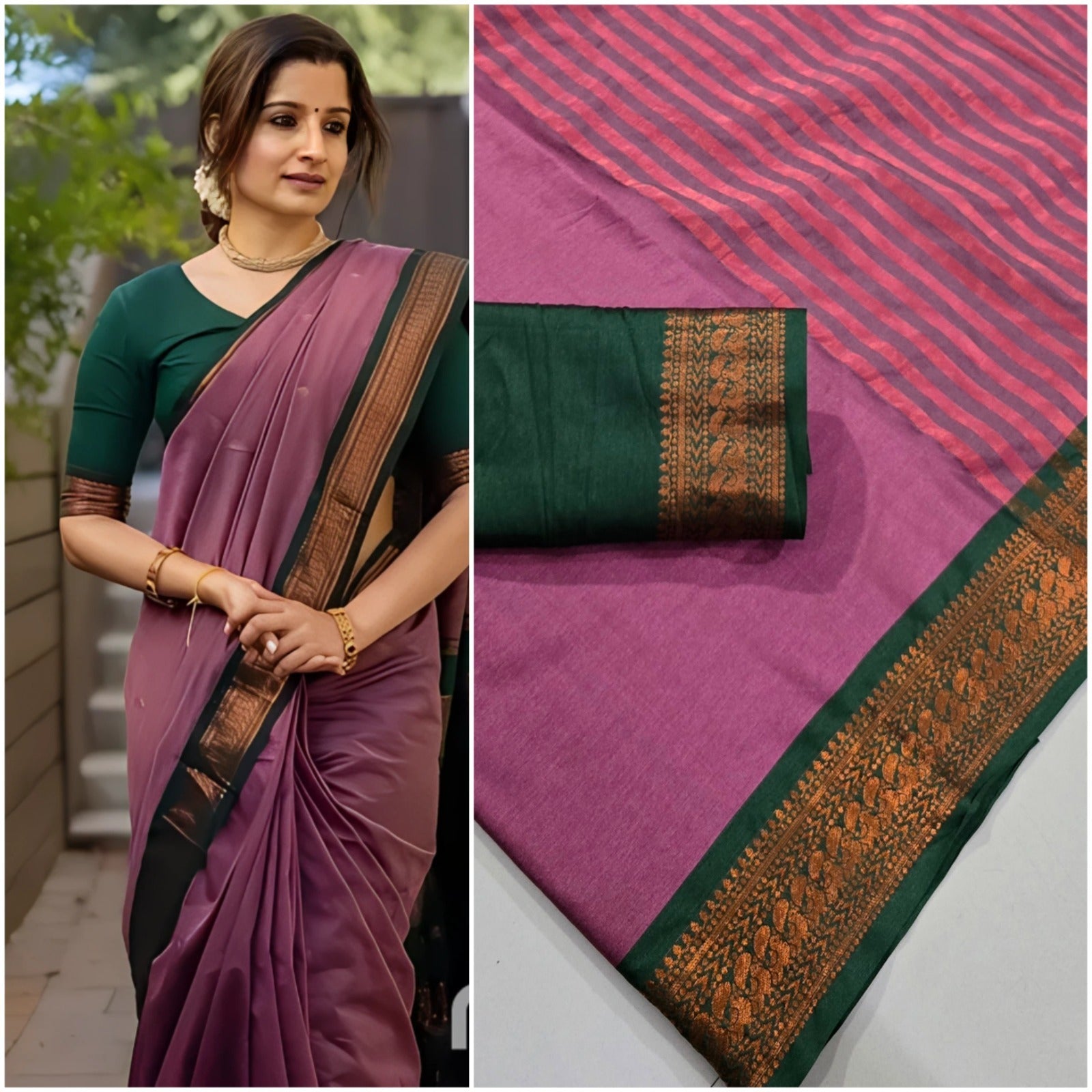 PURE AURA SILK WITH PEACOCK WEAVING DESIGNS  SAREE