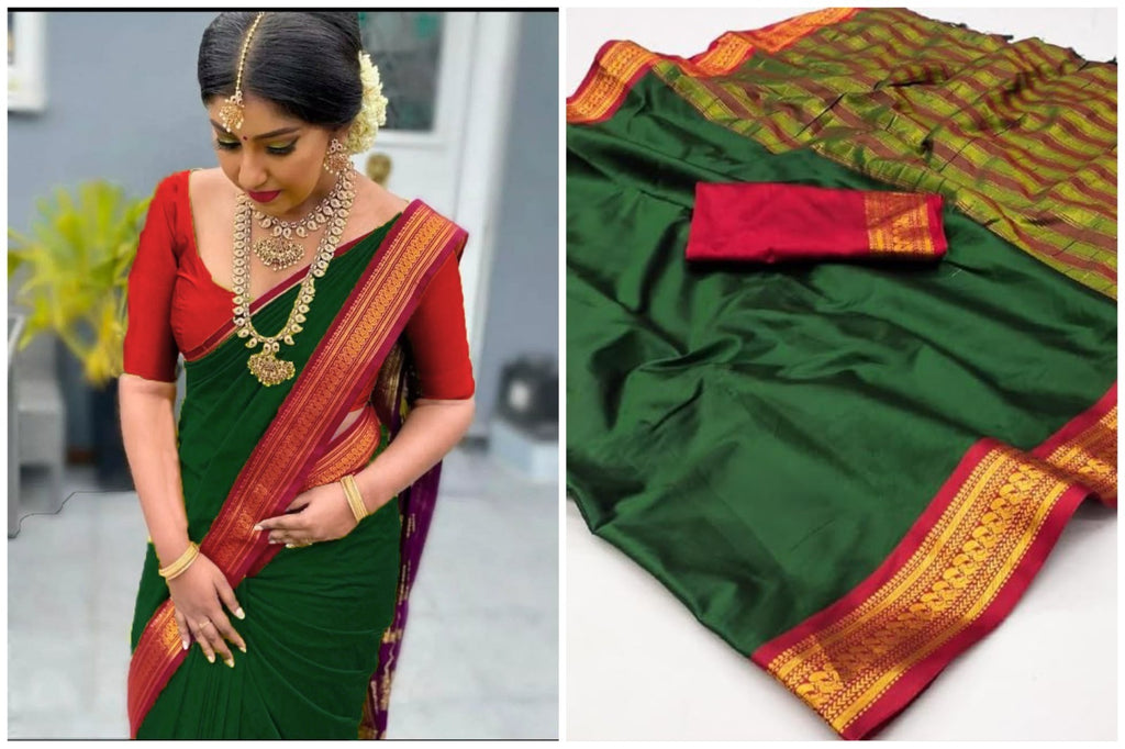 PURE AURA SILK WITH PEACOCK WEAVING DESIGNS  SAREE