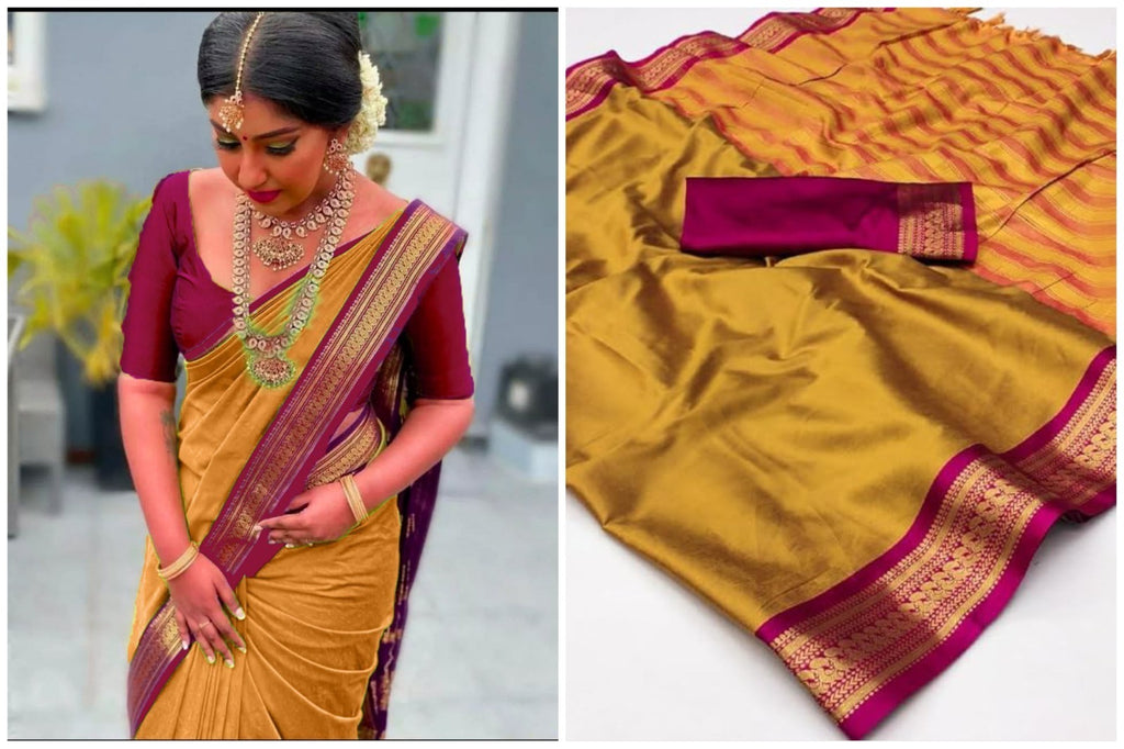 PURE AURA SILK WITH PEACOCK WEAVING DESIGNS  SAREE