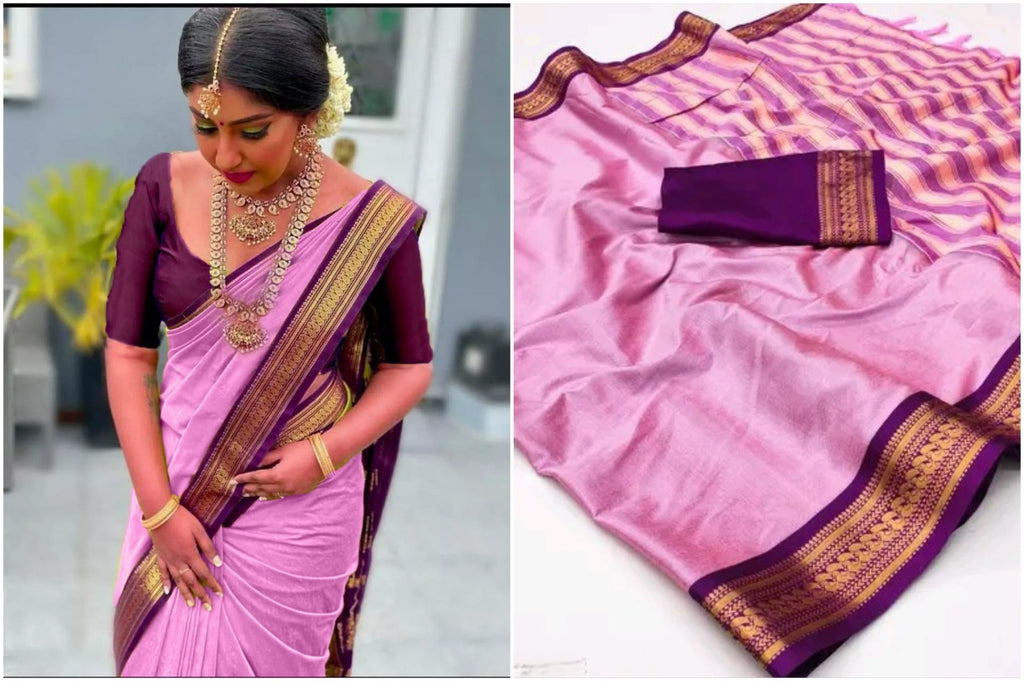 PURE AURA SILK WITH PEACOCK WEAVING DESIGNS  SAREE