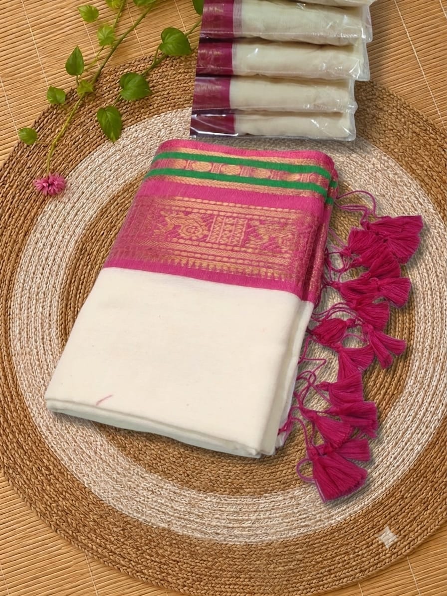 Mul Cotton saree Noksha par