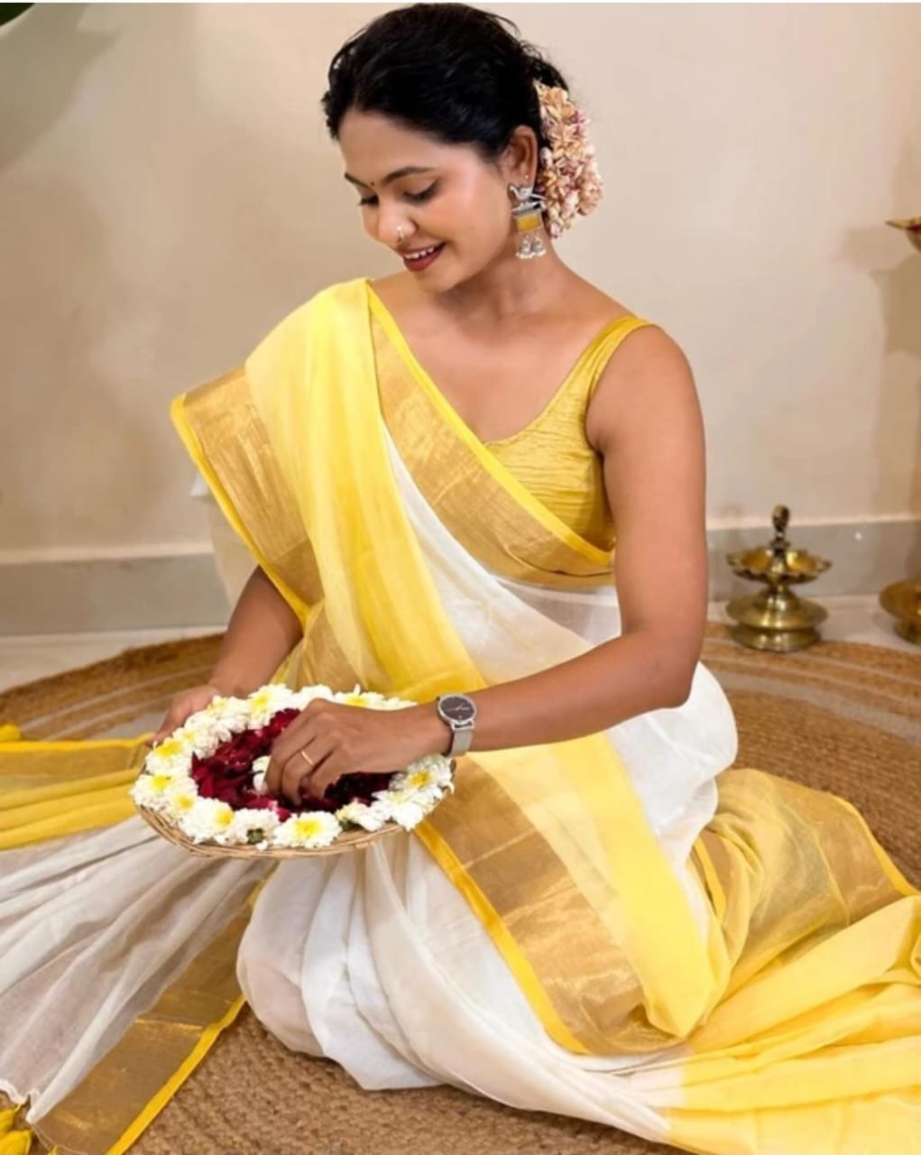 Khadi by Cotton Zari Border Beautiful Half Half &nbsp;Saree