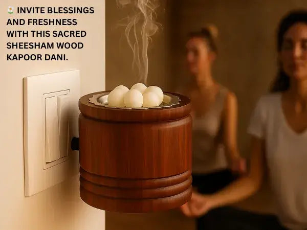 DIVYA SUGANDH Kapoor dani Electric Kapoor Kapur dani Camphor dani Kapoor Burner for Home Fragrance Room Freshener/Kapur Burner/Kapoor Dispenser/Camphor Holder for Pooja, Meditation Sheesham Wood