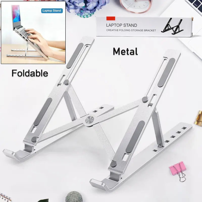 Laptop Stand for Desk | Metal Portable Laptop Stand, with 6 Adjustable Angles | Laptop Riser, Phone, and Tablet Stand | Compatible for All Laptop