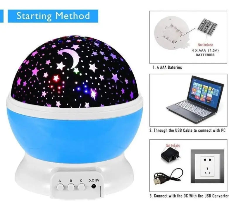 Star Master Moon & Galaxy Projector Night Lamp with Rotating LED Lights