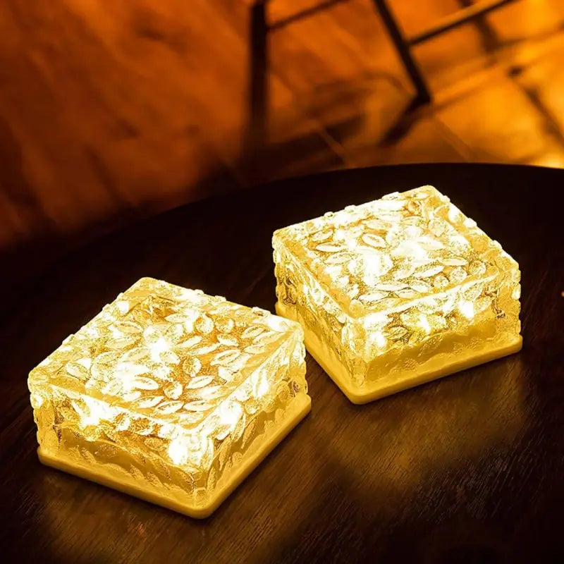 Solar Ice Cube LED Garden Lights Waterproof Outdoor Pathway Decor