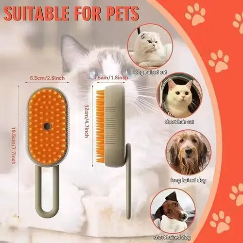 3-in-1 Pet Steam Brush for Dogs and Cats