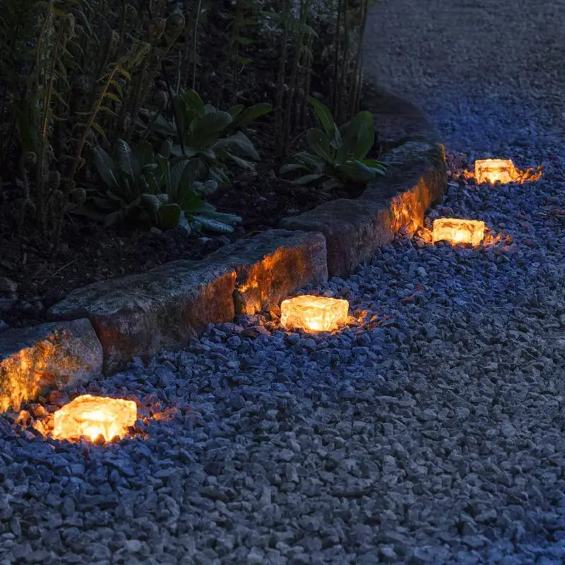 Solar Ice Cube LED Garden Lights Waterproof Outdoor Pathway Decor