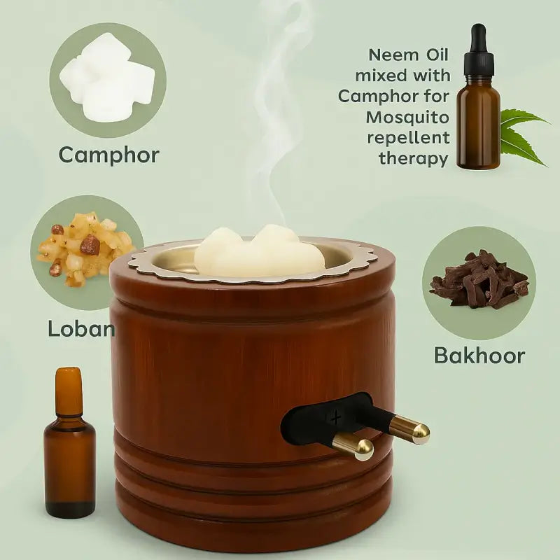 DIVYA SUGANDH Kapoor dani Electric Kapoor Kapur dani Camphor dani Kapoor Burner for Home Fragrance Room Freshener/Kapur Burner/Kapoor Dispenser/Camphor Holder for Pooja, Meditation Sheesham Wood