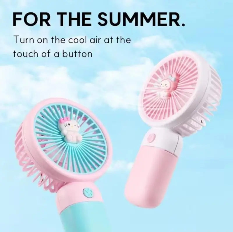 Cute Mini Hand Fan With Phone Holder,Summer Outdoor Cooler, USB Rechargeable Portable Handheld Fan