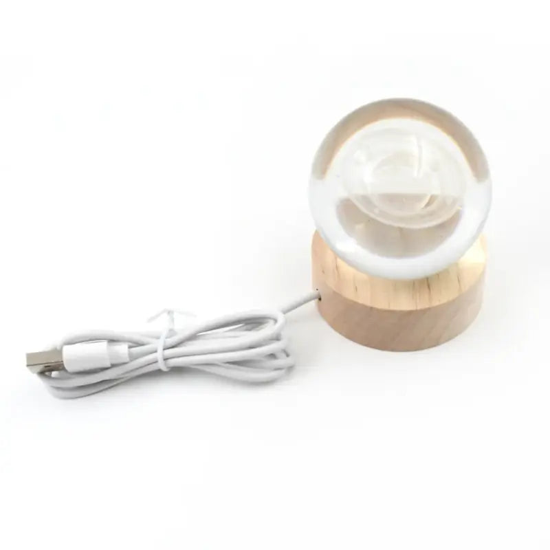 3D Crystal Planet Ball LED Night Lamp with Wooden Base – USB Decorative Bedside Lamp for Home, Office & Gift