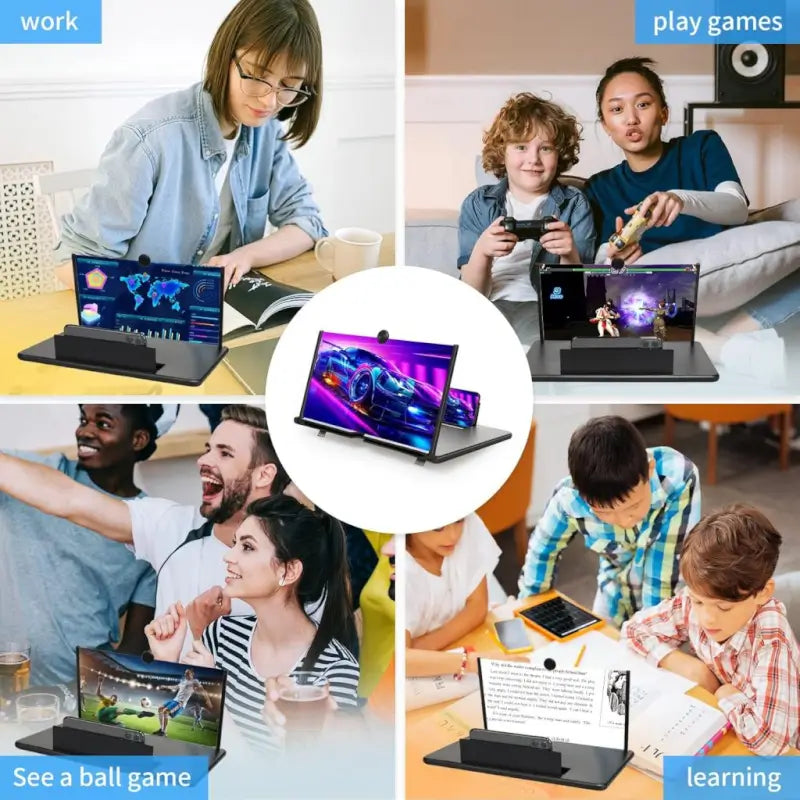 8 Inch 3D HD Mobile Screen Magnifier with Foldable Stand Phone Screen Expander Amplifier for Movies Videos Gaming (Multicolor)