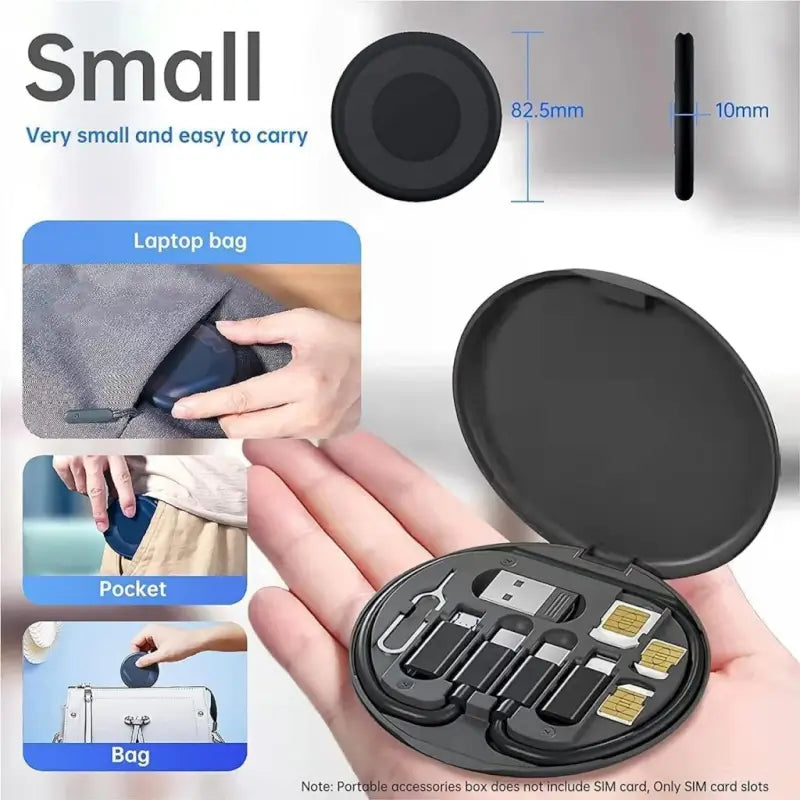 All in One 60W Fast Charging Travel Data Cable Set with Type C USB A Lightning Micro Connectors Portable Multi Functional Cable Kit