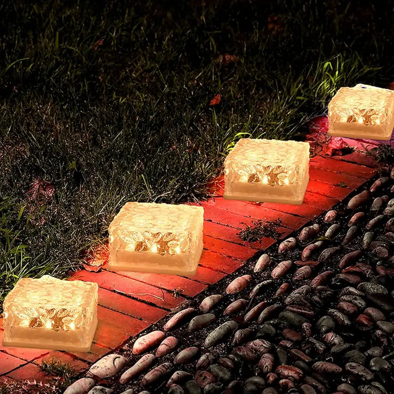 Solar Ice Cube LED Garden Lights Waterproof Outdoor Pathway Decor